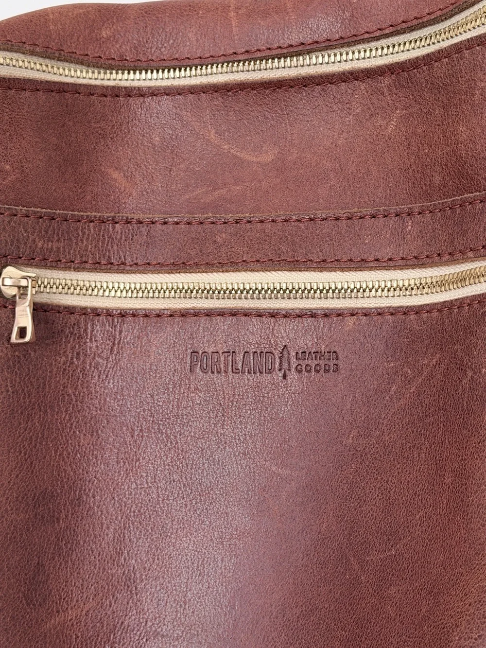 Portland Leather Nutmeg Brown Leather Tote Backpack with Gold Hardware